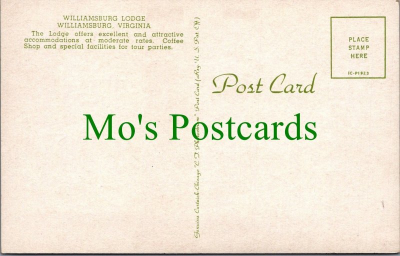 America Postcard - Williamsburg Lodge, Williamsburg, Virginia  SW13625