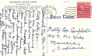 Vintage Postcard 1954 Shamrock Motor Court Modern Court Fayetteville Tennessee