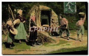 Old Postcard The Bakery oven heats