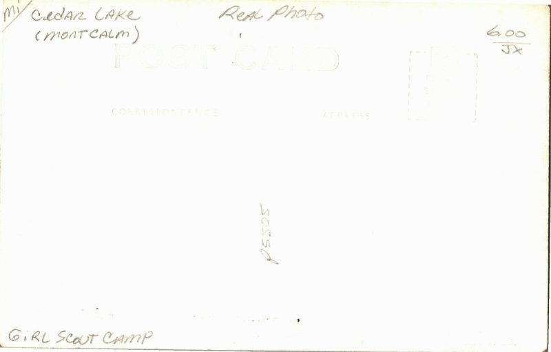 RPPC Girl Scout Camp Cedar Lake Montcalm County MI Green Wood Unit Postcard W24