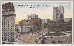 DETROIT, Michigan, 1900-1910´s; Dime Bank And Pontchartrain Hotel