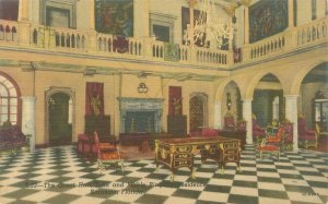 Sarasota FL Ringling House Interior Great Hall Checkered Floor Linen Postcard