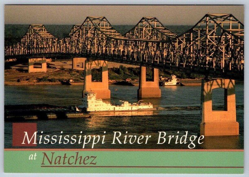 Twin Bridges, Mississippi River, Natchez, Mississippi, Chrome Postcard, NOS