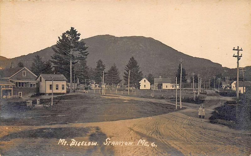 Stratton ME Mt Bigelow Dirt Street View RPPC Postcard