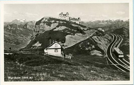 Switzerland - Mt. Rigi, Buildings & Train   *RPPC