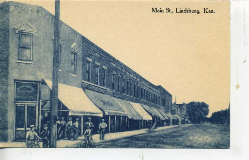 Kansas Downtown Street Scene Vintage Postcard B&W United