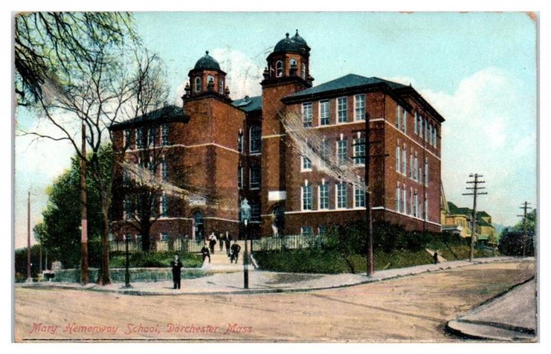 1908 Mary Hemenway School, Dorchester, MA Postcard
