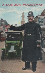 London Policeman At Superman Criterion Theatre Play Mailing Novelty Old Postcard