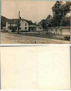 NEW LEBANON CENTER N.Y. WILLOW BROOK ANTIQUE RPPC REAL PHOTO POSTCARD w/ US FLAG