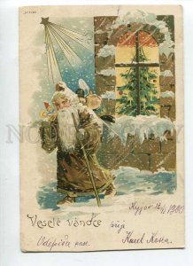 264926 Christmas SANTA CLAUS Brown-Robed Vintage 1900 y RPPC