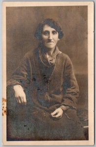 1920-30s RPPC Real Photo Postcard Older Woman Seated in Chair