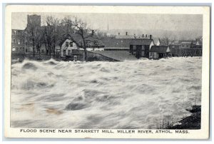 1936 Flood Scene Near Starrett Mill Miller River Athol MA Vintage Postcard