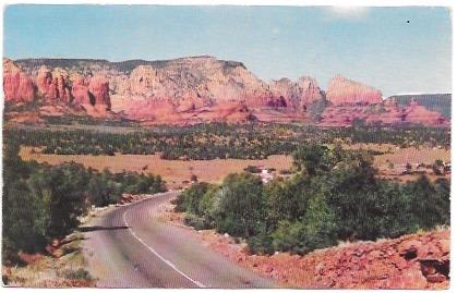 Great view of red rocks in Arizona, card sent in 1955. Stamp #1033, Jefferson