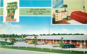 Automobiles Carthage Missouri Kel-Lake Motel roadside MWM Postcard 12732