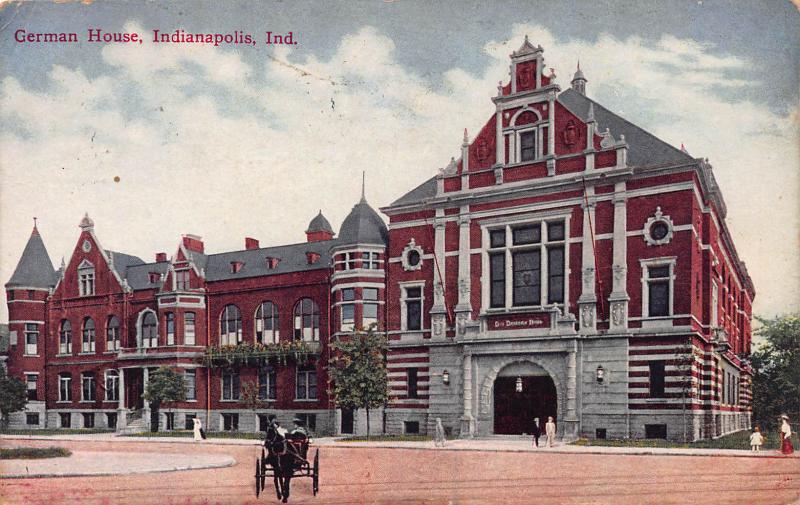 German House, Indianapolis, Indiana, Early Postcard, Used in 1910