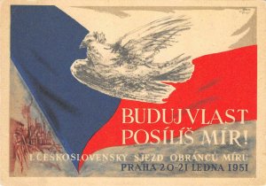 Budujvlast, posílíš mír! Praha Československy 1951 Czech Vintage Postcard