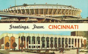 USA Greetings From Cincinnati Riverfront Stadium Reds Baseball Postcard 07.46 