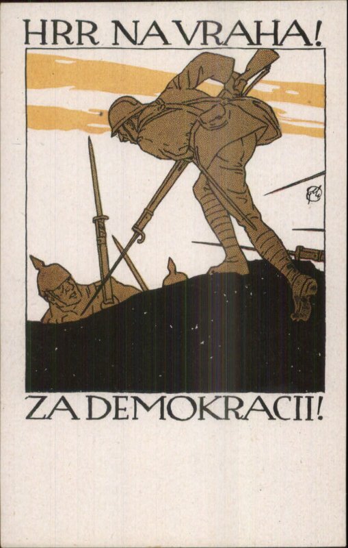 Czech Military Propaganda Poster Art Deco c1915 WWI Postcard #3