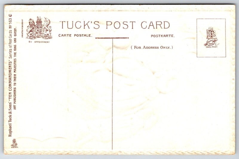 10 Commandments~I~No Other Gods~Make No Graven Image~Calf~Gold Emboss~TUCK~c1910