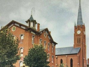 Early Huntington Indiana St. Peter & Paul's School Church Postcard Building