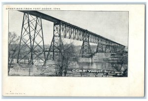 c1905 Greetings From Fort Dodge Iowa IA, C W G RY Viaduct Antique Postcard