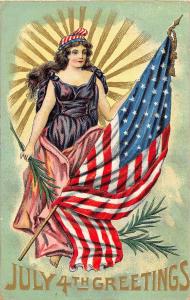 D65/ Patriotic Postcard 1914 New Philadelphia Ohio Lady Liberty July 4th   7