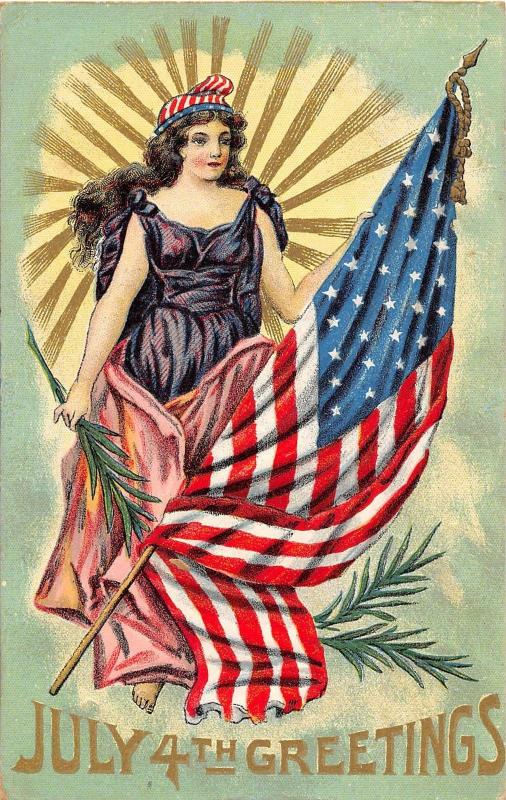 D65/ Patriotic Postcard 1914 New Philadelphia Ohio Lady Liberty July 4th   7