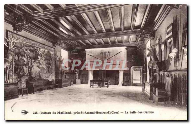 Old Postcard Meillant Chateau near St Amand Montrond Guard Room