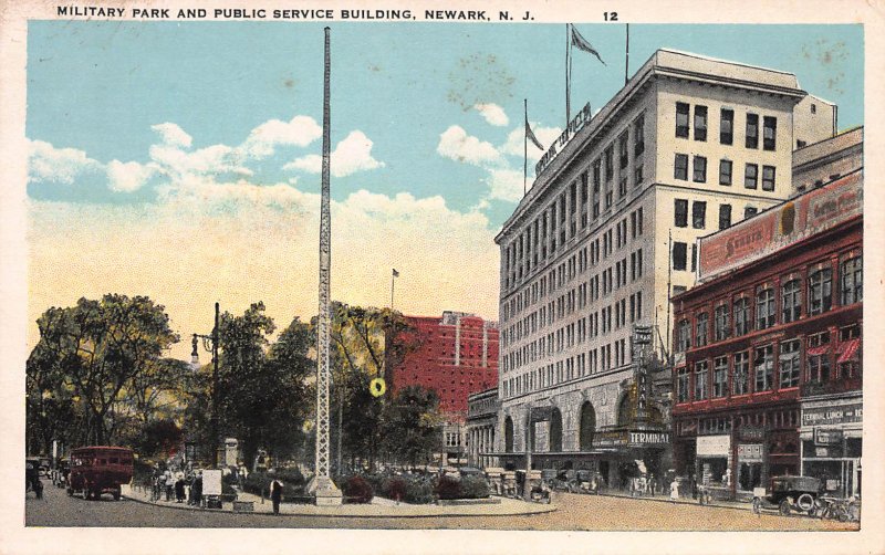 Military Park and Public Service Bldg., Newark, N.J., early postcard, unused