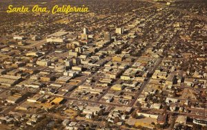 SANTA ANA, California CA ~ DOWNTOWN CITY Bird's Eye View VINTAGE Chrome Postcard