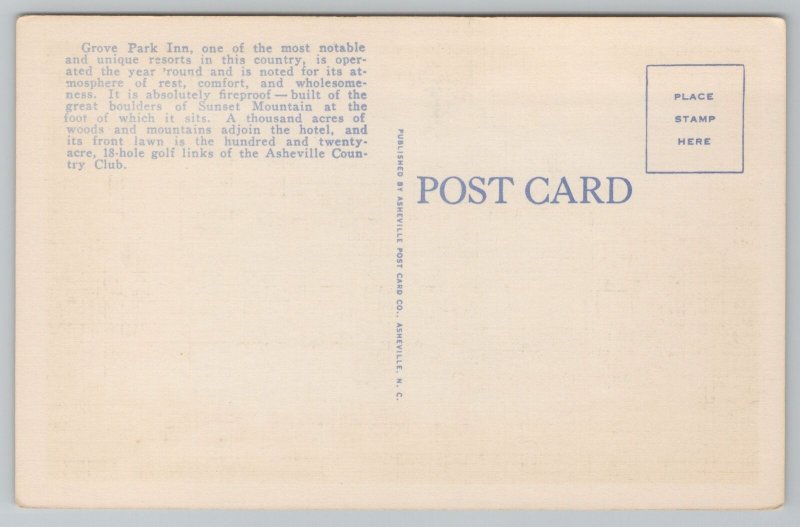 State View~Grove Park Inn At Night Asheville North Carolina~Vintage Postcard 
