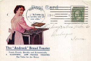 ANDROCK BREAD TOASTER OVEN WIRE IRON ROCKFORD ILLINOIS ADVERTISING POSTCARD 1911