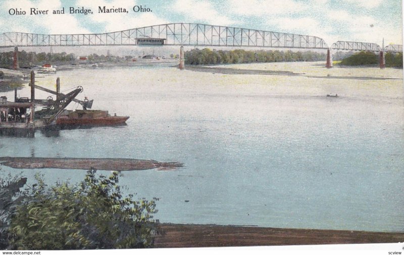 MARIETTA, Ohio, 1900-1910's; Ohio River and Bridge