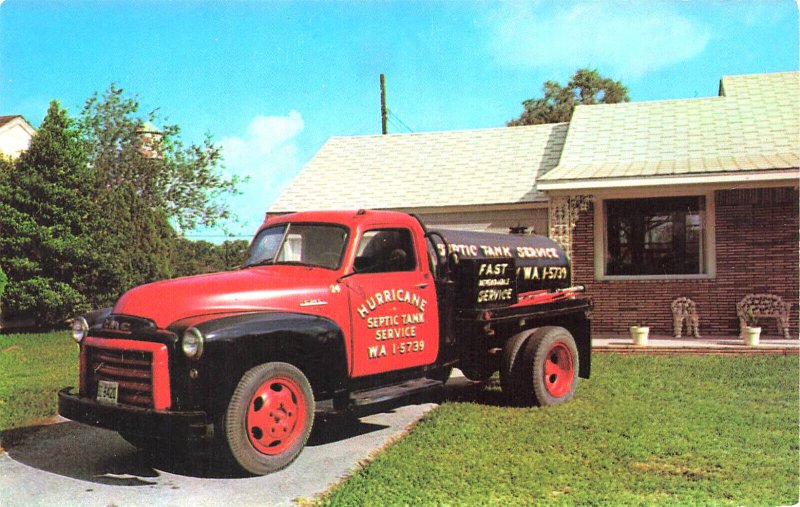 Houston TX Hurricane Septic Tank Service Truck, Postcard,