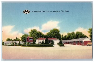 c1940's Flamingo Motel & Restaurant Cottages Webster City Iowa Vintage Postcard