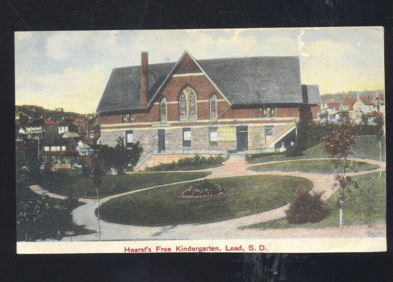 LEAD SOUTH DAKOTA HEARST'S FREE KINDERGARTEN SCHOOL VINTAGE POSTCARD SD