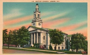 Vintage Postcard 1920's View of Baptist Church Lenoir North Carolina N.C.