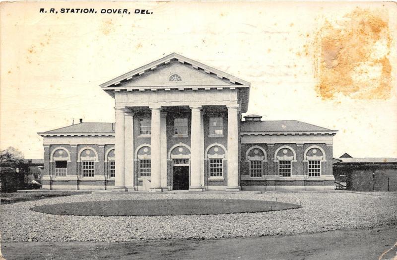 F4/ Dover Delaware Postcard c1912 Railroad Station Depot