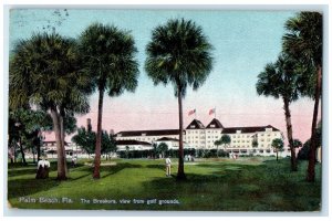 1911 Breakers Building View Gold Grounds Palm Beach Florida FL Vintage Postcard