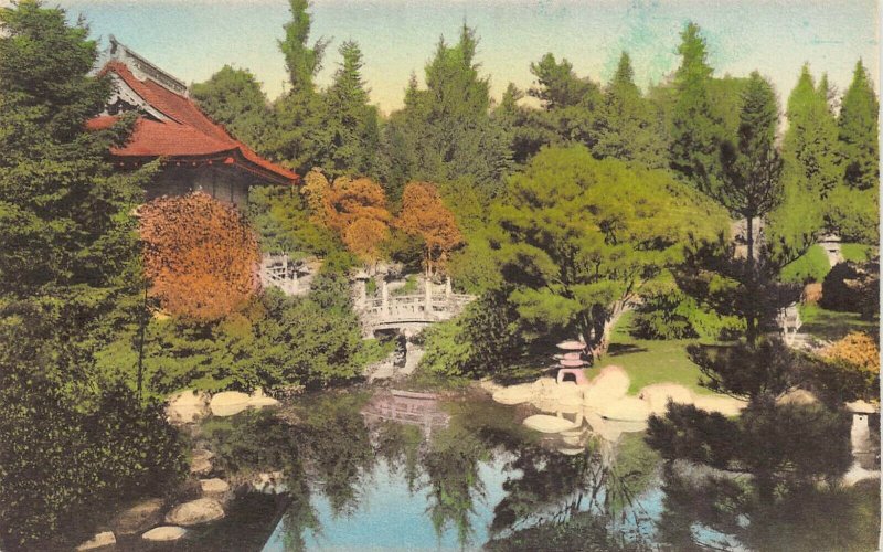 LPS26 CANANDAIGUA New York Tea House Japanese Garden Hand Colored Postcard