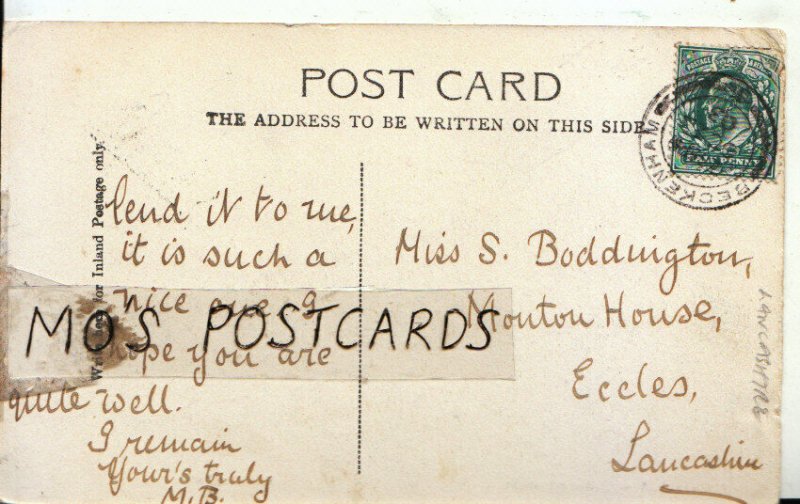 Genealogy Postcard - Boddington - Monton House - Eccles - Lancashire - Ref 8991A