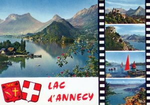 VINTAGE CONTINENTAL SIZE POSTCARD LAC D'ANNECY UPPER SAVOY FRANCE