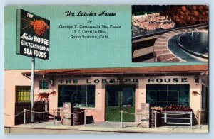 Santa Barbara California Postcard Lobster House Restaurant Seafoods 1940 Vintage