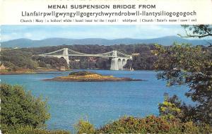 uk5603 menai suspension bridge from Llanfairpwllgwyngyll wales   uk