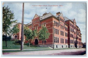 1909 Central High School Building Grand Rapids Michigan MI Antique Postcard