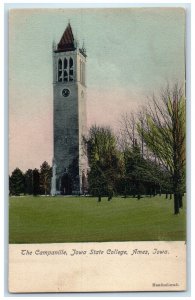 c1905 The Campanile Iowa State College Clock Tower Ames Iowa IA Antique Postcard