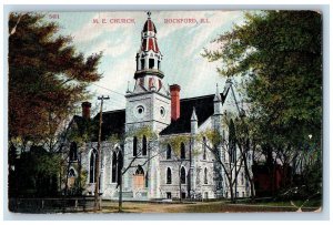 Rockford Illinois IL Postcard Methodist Episcopal Church Exterior Roadside 1915