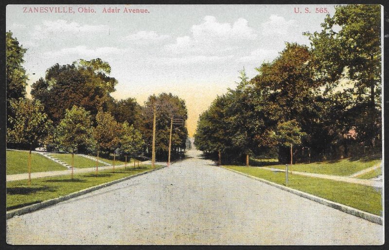 Adair Avenue Zanesville Ohio Unused c1910s