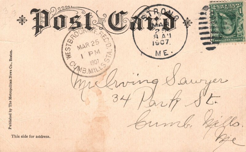 High School Strong Maine ME Education Building Vintage Postcard 1907