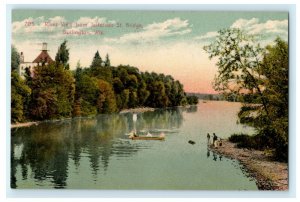 River View Jefferson St. Bridge Burlington Wisconsin 1910 Rare Antique Postcard 